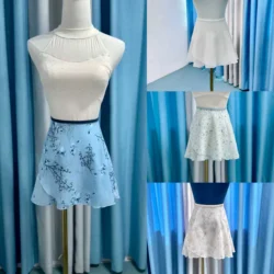 Women Ballet Small Apron Tutu Girls High Quality Chiffon Printing Practice Leotard Skirt Adult Elegance Ballet Dancing Dress