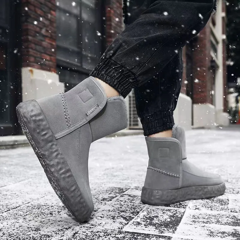 Youth Trend Slip on Snow Boots Simple Slip-On Construction, Chafe-Free Waterproof Non-Slip Light Warm for Daily Commuter Use