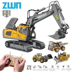 ZWN 2.4G telecomando escavatore dumper RC modello di auto giocattolo professionale in lega di plastica simulazione veicolo da costruzione per bambini