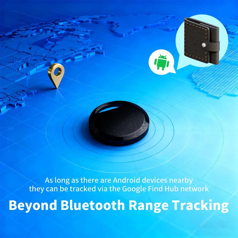 Rastreador Android de Material ecológico, dispositivo antipérdida portátil para Google's Find Hub Pet Finder, etiqueta inteligente para Pixel Xiaomi GMS, paquete de 1/4