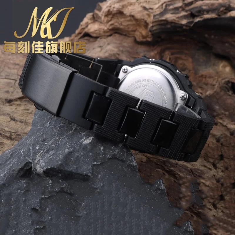 CASIO DW5600 DW-6900 DW9600 GW-M5610 GA2100 GM2100 16mm 볼록 조인트 블랙 시계 밴드 액세서리 용 플라스틱 스틸 시계 스트랩