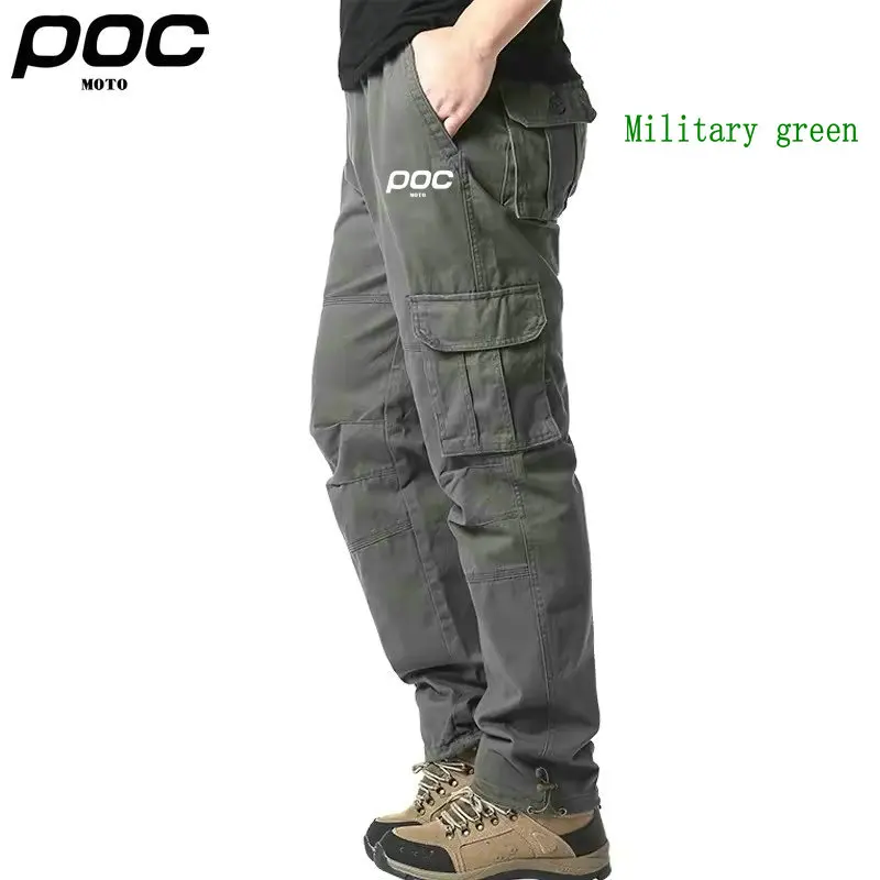 Nieuwe grote zak losse overall heren buitensporten joggen MOTO POC fietsbroek elastische taille puur katoen casual werkbroek