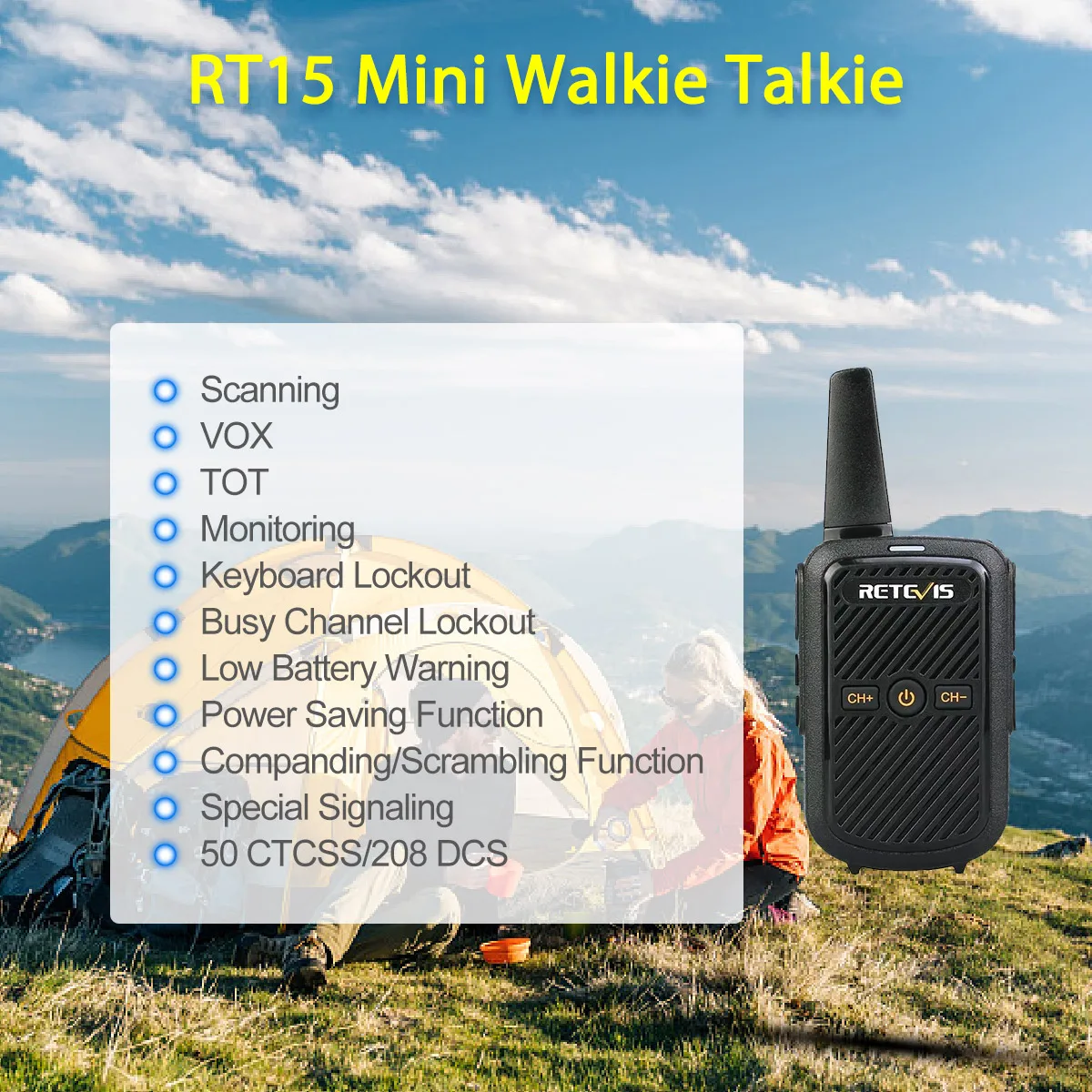 Retevis RT15 Mini Walkie Talkie Portable Two-Way Radio Small Communicator for Hotel Hunting - Choose 1 Or 3Pcs Set