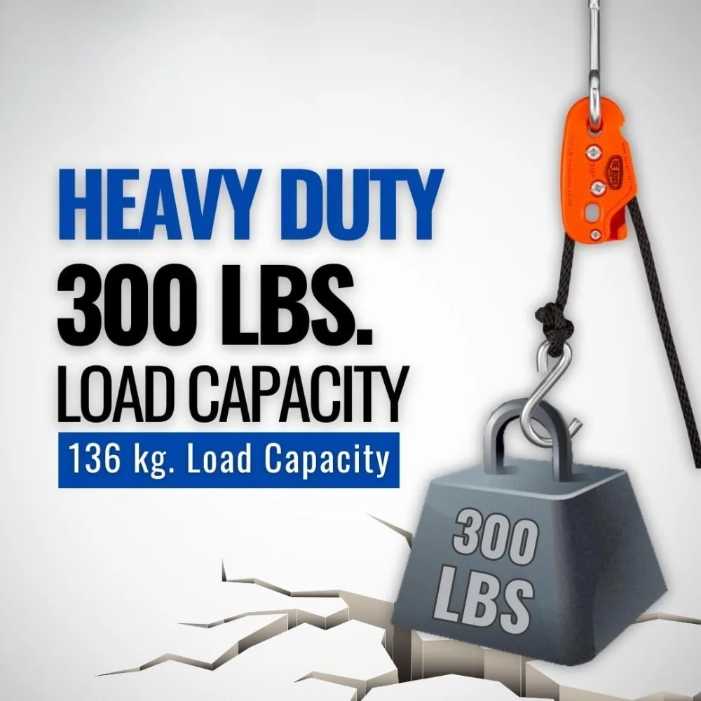 3/8 بوصة، شديدة التحمل، (حدود تحميل العمل بوزن 300 رطل)، مقاومة للطقس، ربط للأسفل، نظام شد الحبل، (مع حبل/15 قدم) - برتقالي #3