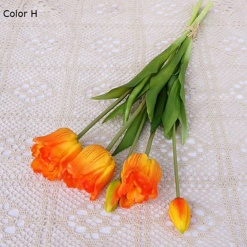 Large Unique Real touch sillicone baroque tulips Luxury artificial flowers wedding decoration Home Decor flores artificiales