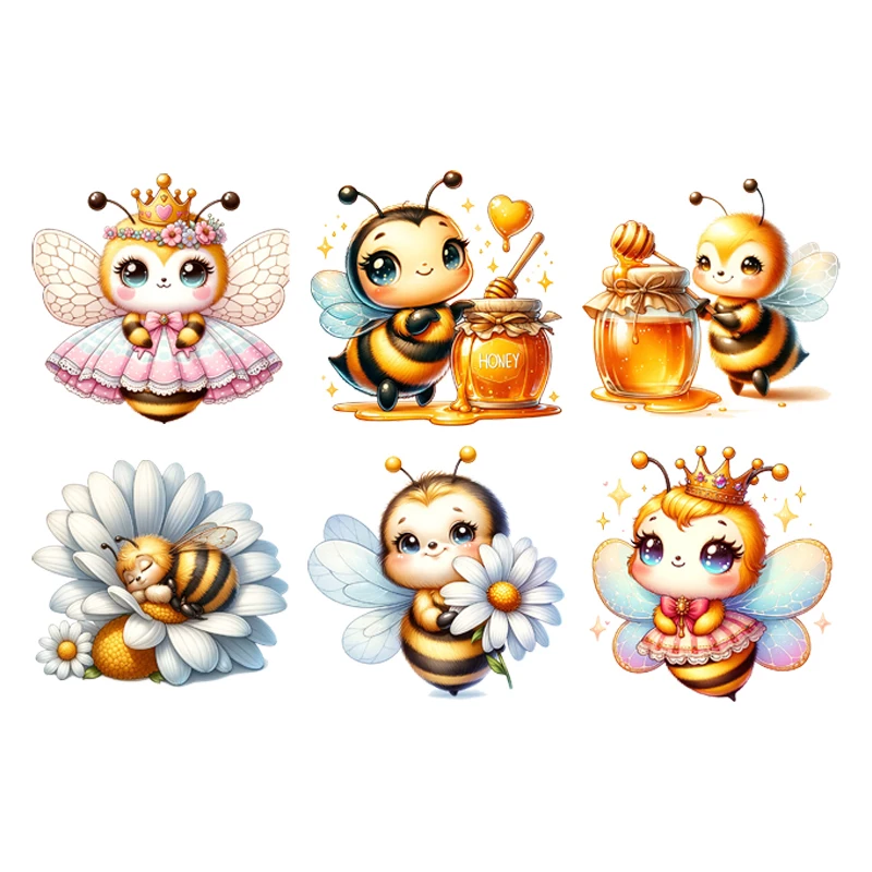 Sweet honeybee Princess Dress DTF Heat Transfer On Clothes Iron On Patches For Clothing patches for clothing transfers ready to