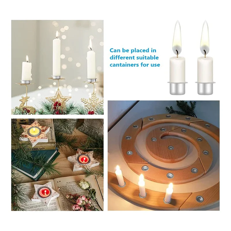 Suporte de velas pequenos de metal GOOD-20PCS, luzes de chá, velas de mesa de inserção de vela prateada, suporte de vela para velas de árvore