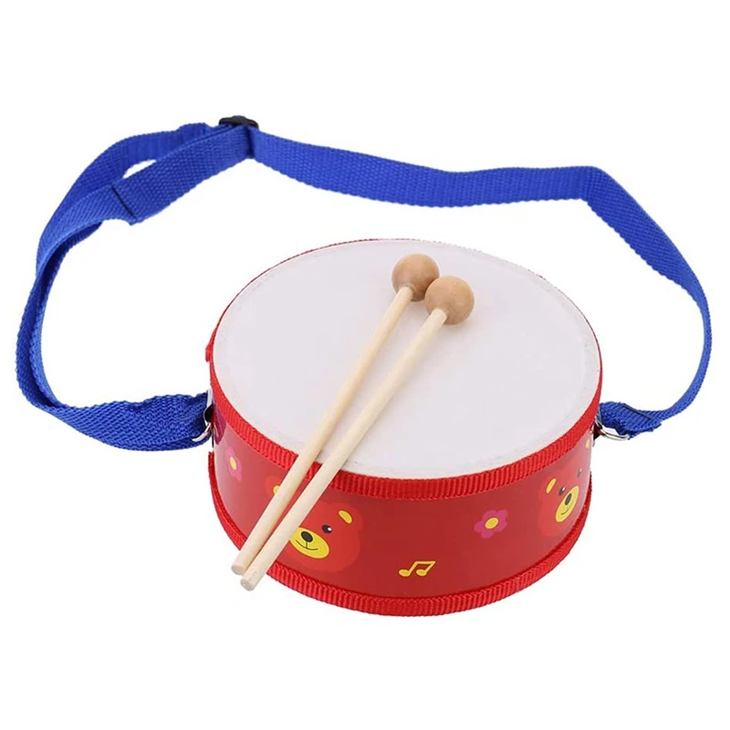 Cartoon Snare Drum for Children, Instrumento de Percussão, Presente Musical Educacional, Desenvolvimento de Brinquedos para Bebês, Vermelho