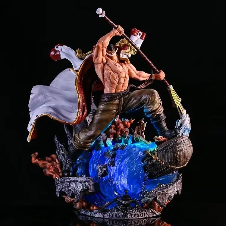 40cm White Beard Edward Newgate Anime One Pieceed Four Emperors Tiens Luminous Action Figure Toy Birthday Gift Collectible Model