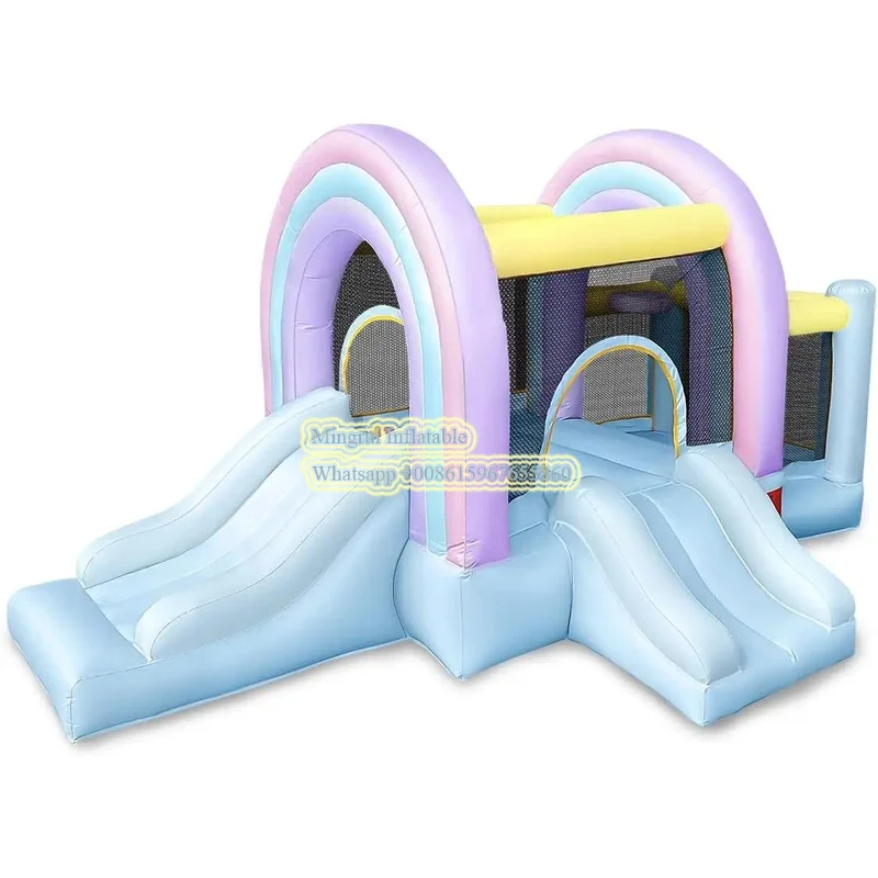 Marshmallow Rainbow Bounce House kids Pastel Bounce with Ball pit Slide out door jumping castle bouncy house free shipping