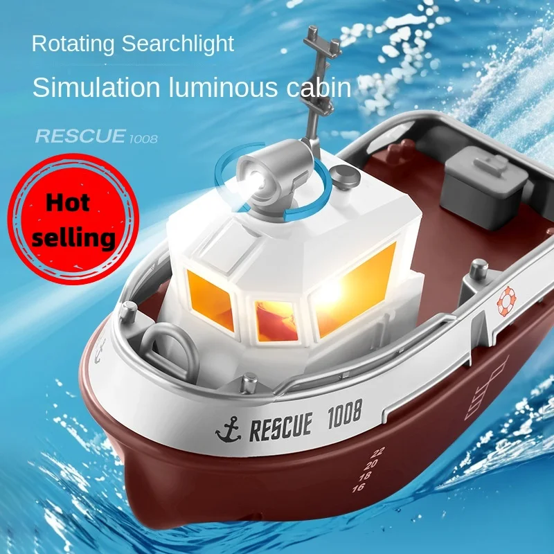 mini remote control ship charging high speed boat rc remote control boat tugboat children's bath toys can be launched model boat