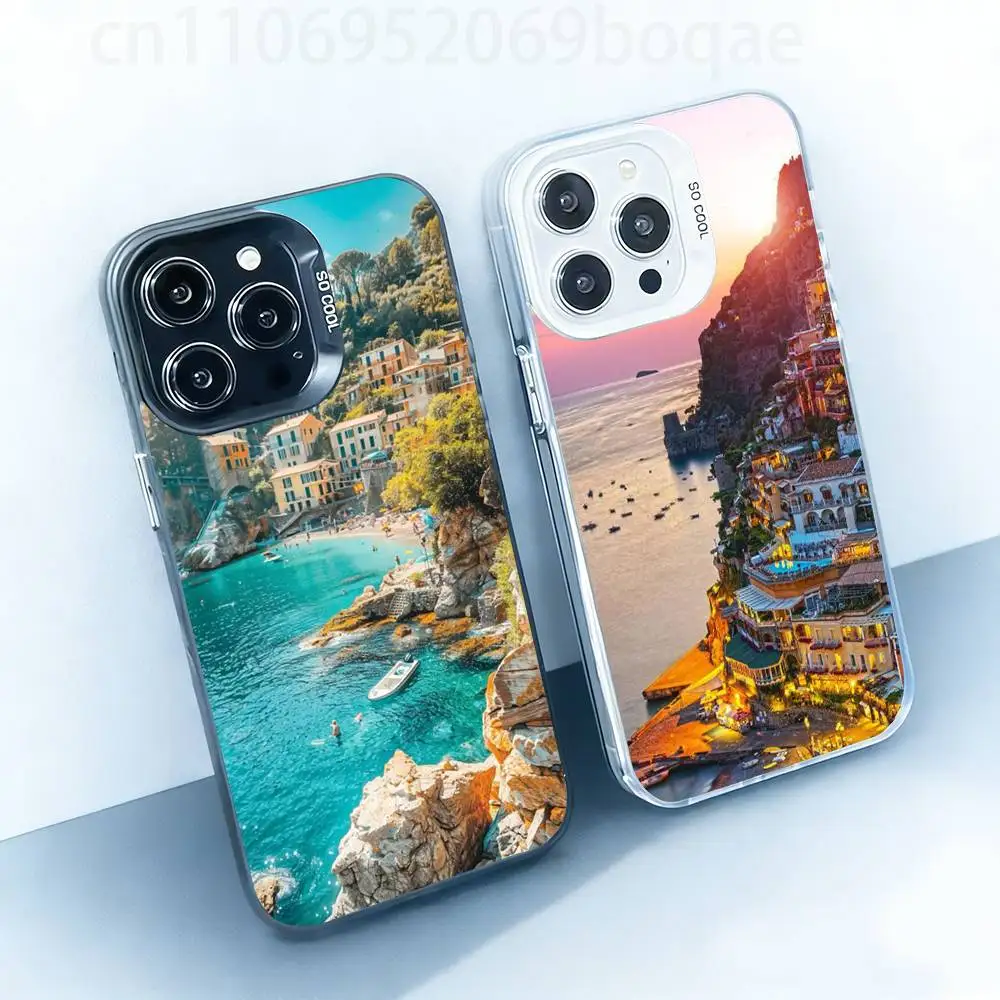 

Positano Golden Coast Hard Phone Case for IPhone 17 16 15 14 13 12 11 Pro Max Plus16E X XR XS Max shockproof Full Cover
