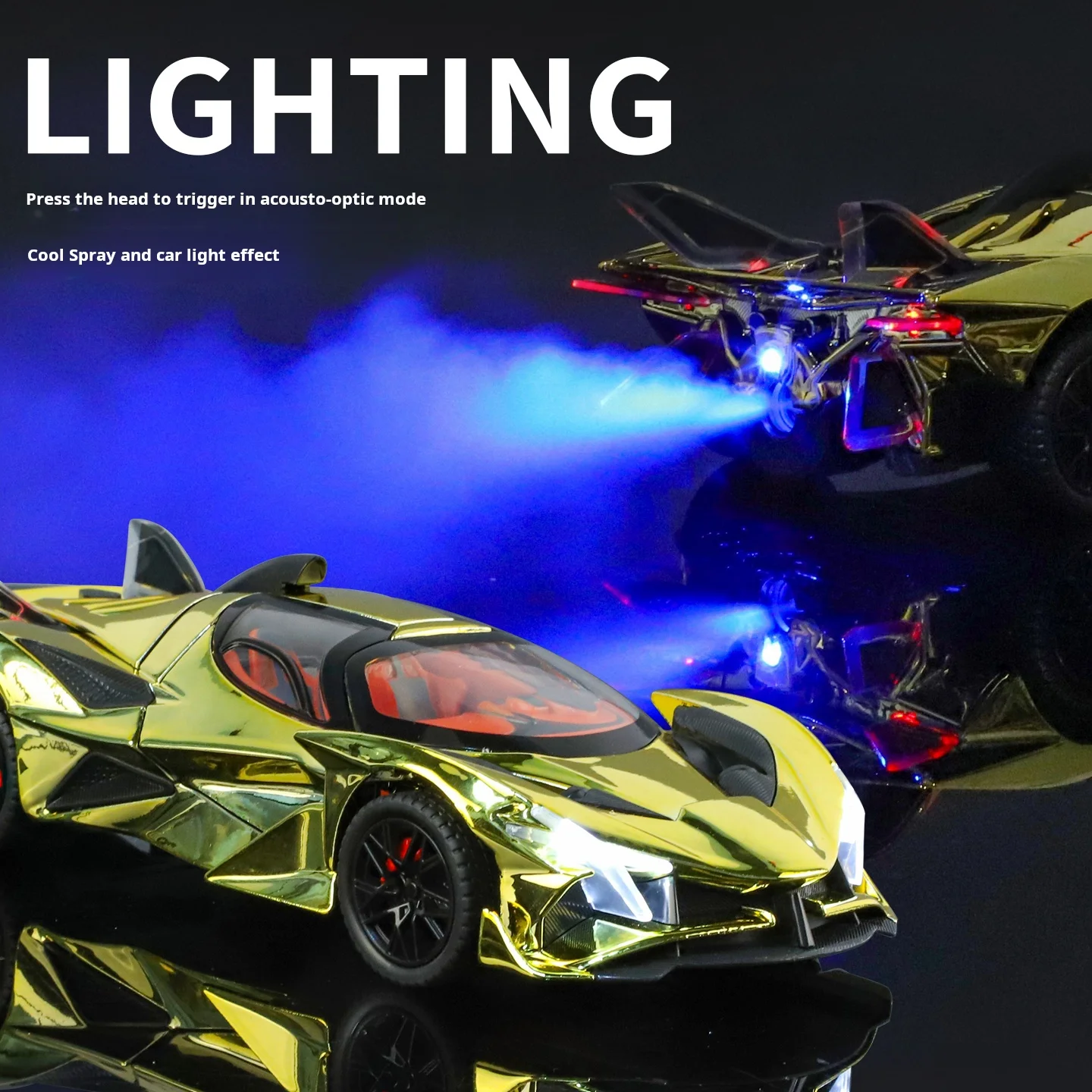 รถโมเดลอัลลอยด์ อัตราส่วน 1:24 รุ่น Apollo EVO รุ่นพ่นสีเคลือบเงา รถโมเดลไดแคสต์ พร้อมเสียงและไฟ ของขวัญสำหรับเด็กผู้ชาย ของสะสม