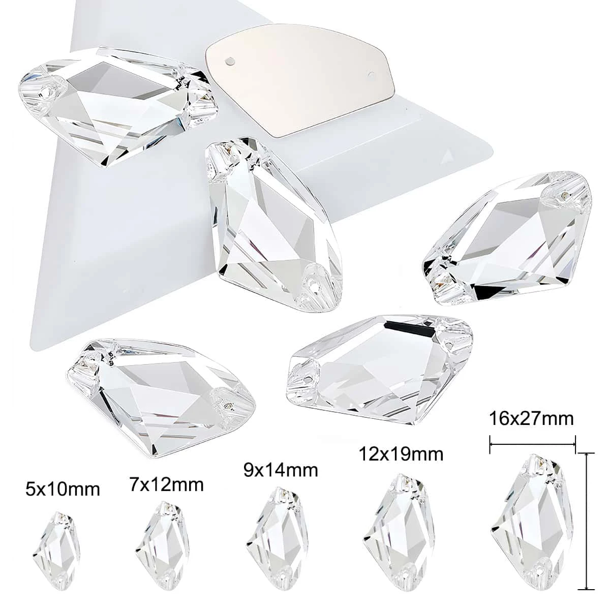 Galactic Sew On Crystal Clear Glass Rhinestone 2 Holes Flat Back Sewing Strass Craft for Wedding Clothes Bags Garment Ornament