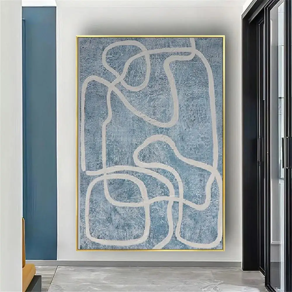 Lukisan minyak abstrak Modern lukisan tangan di atas kanvas seni dinding kontemporer untuk dekorasi ruang tamu