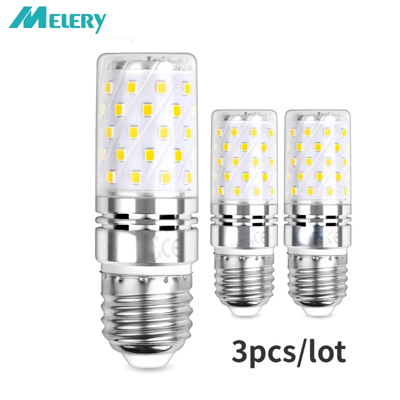 

Melery LED Corn Light Bulbs E27 Lamp 12W Incandescent Equivalent 100W,6000K Daylight White Candelabra 1200Lm Edison Screw 3Pack