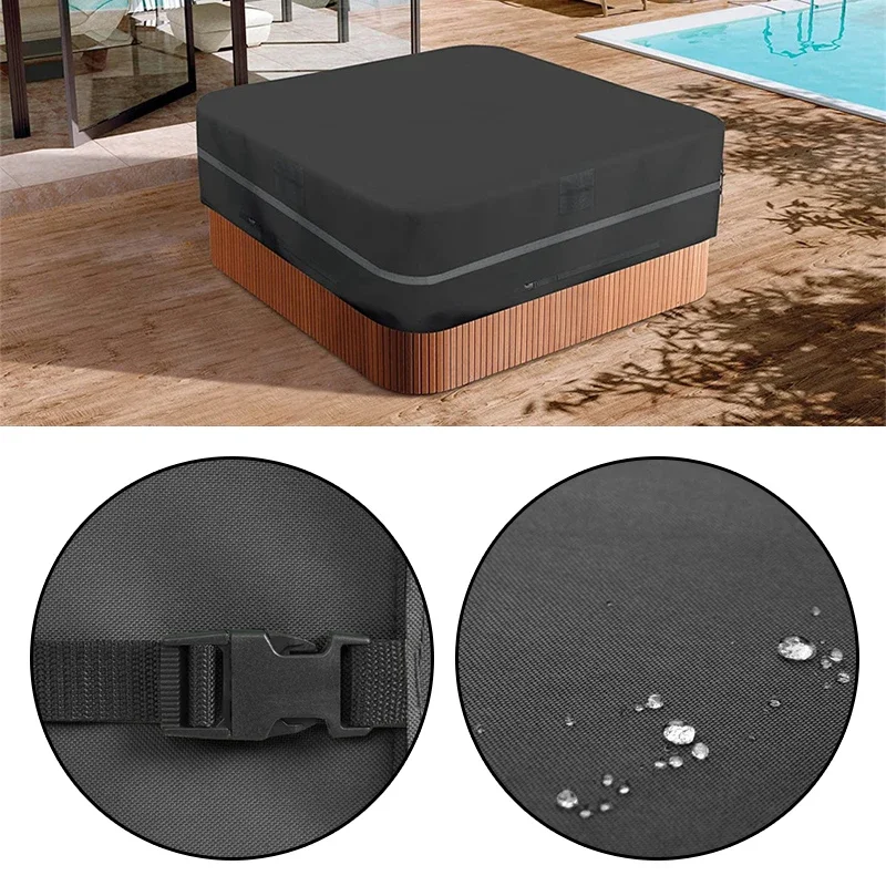 

210D Waterproof Silver Oxford Fabric Hot Tub Spa Cover Universal Square Bathtub Pool Furniture Dust Cover