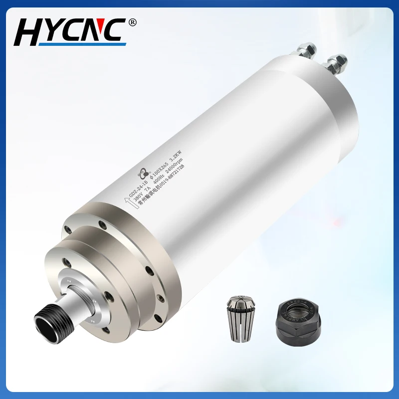 CNC Machine Tool 0.8 1.5 2.2 3.2 5.5kw Water-Cooled Spindle Motor 220V 380V 24000RPM 4 Bearings For CNC Stone Engraving Machine