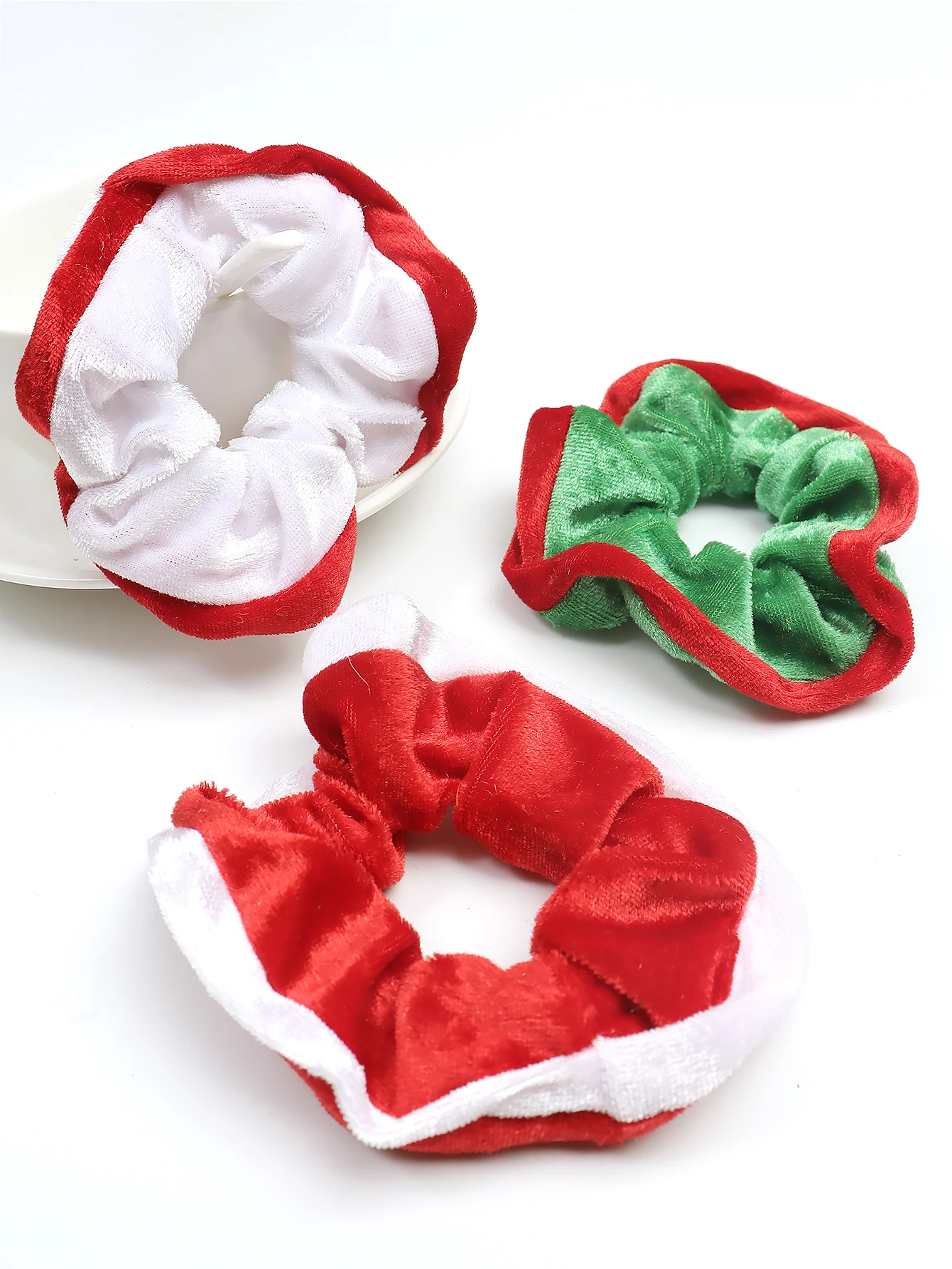 1/4pcs Autumn and winter mixed flannel Christmas bowel ring, simple and versatile hair tie headpiece