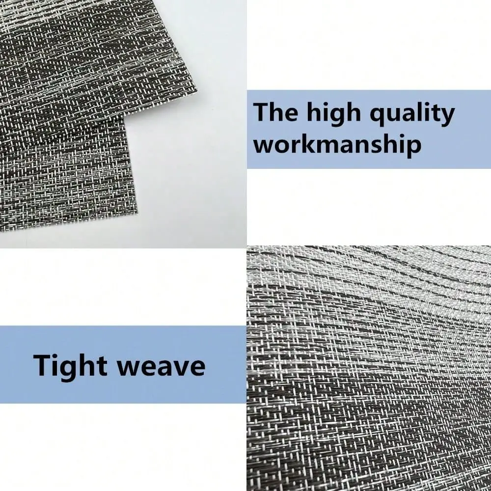 

Color Durable Woven Vinyl Placemat Washable HeatResistant AntiSkidsssss Kitchen Dining Table Mats Set Of 4, Gray With Silver