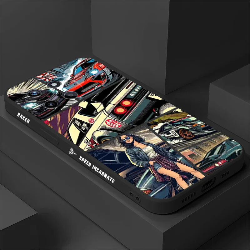 

Wind Racing Phone Case For OPPO Realme 14 13 12 11 10 9 9i 8 8i 7 Pro Plus C35 C21Y C25Y C25 4G 5G Liquid Silicone Cover