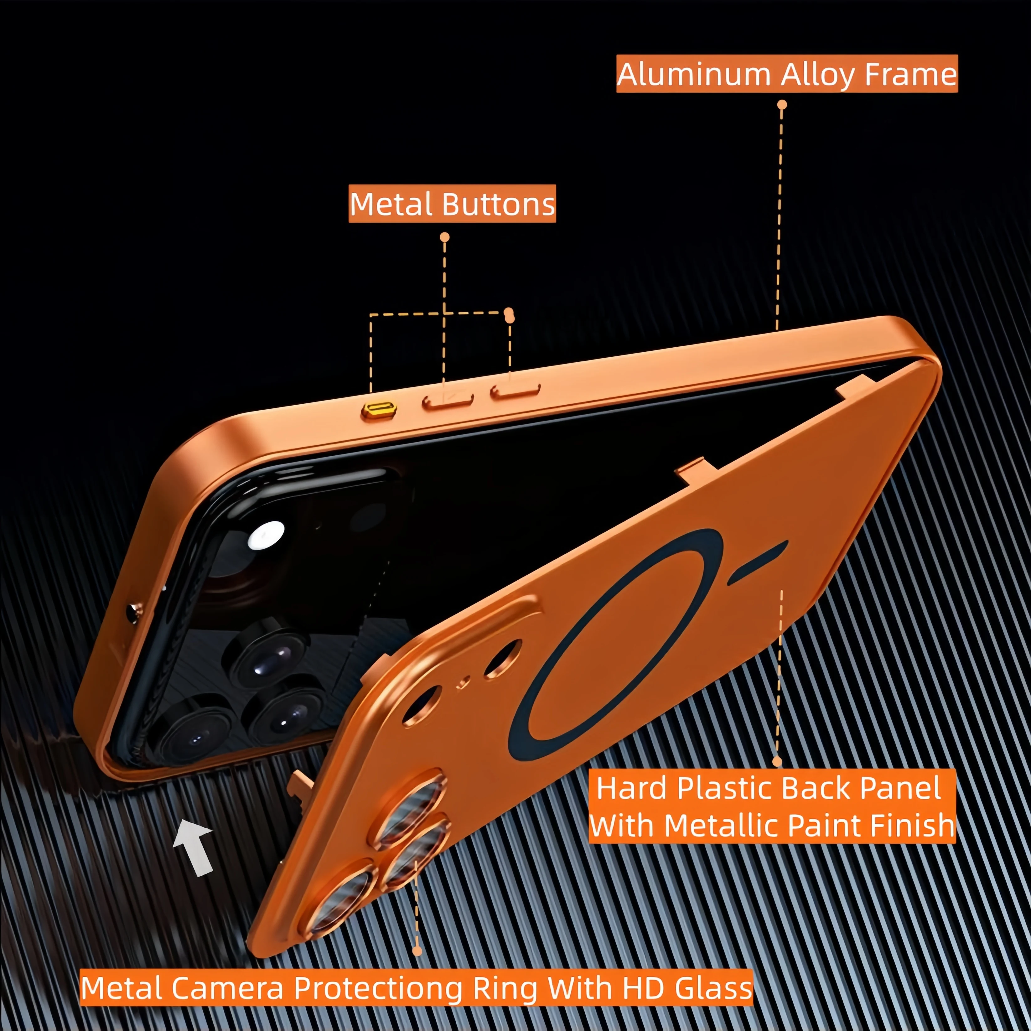 Aluminum Metal Frame Magnetic Case For iPhone 17 Air 16 15 14 13 12 Pro Max Plus Magsafe Wireless Charge PC Backboard Hard Cover