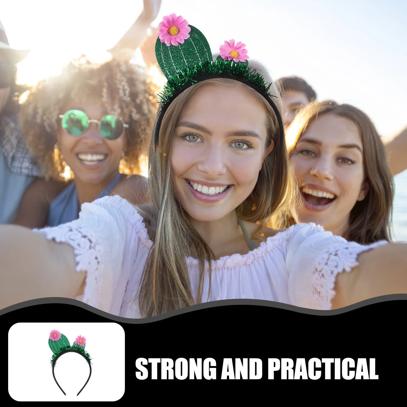 

2Pcs Cactus Hoop 'S Headwear Green Party Headwear Women Accessories Wedding Birthday Photoshoot Props Styling Tools