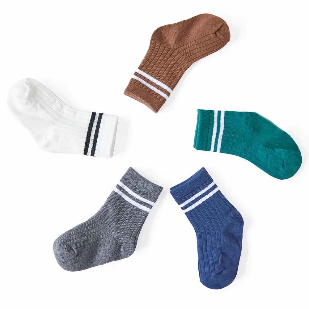 3pairs/lot Infant Boys Striped Socks Cotton Ribbed Stretch Mouthed Babies Boys Short Socks Newborn Toddler Boys Sporty Sock Pack