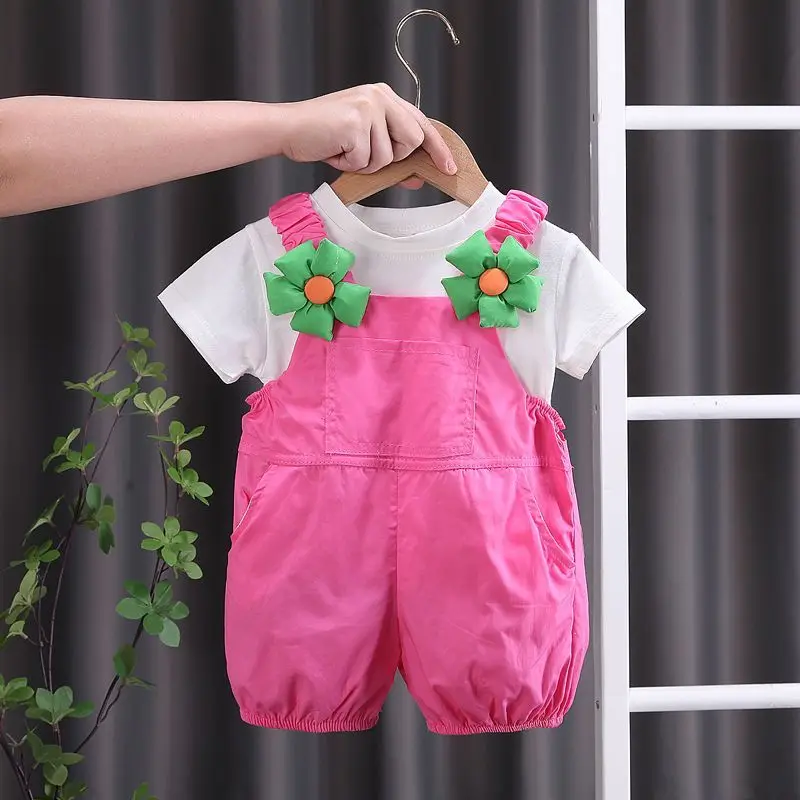 Girls Overalls Set 2026 New Summer Baby Girl Stylish New Girl Summer Toddler Two Piece Set