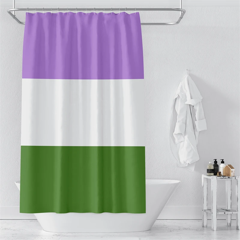 Gaslight Gatekeep Girlboss Genderqueer Pride Flag Rainbow LGBT Shower Curtain Set with Grommets and Hooks for Bathroom Decor