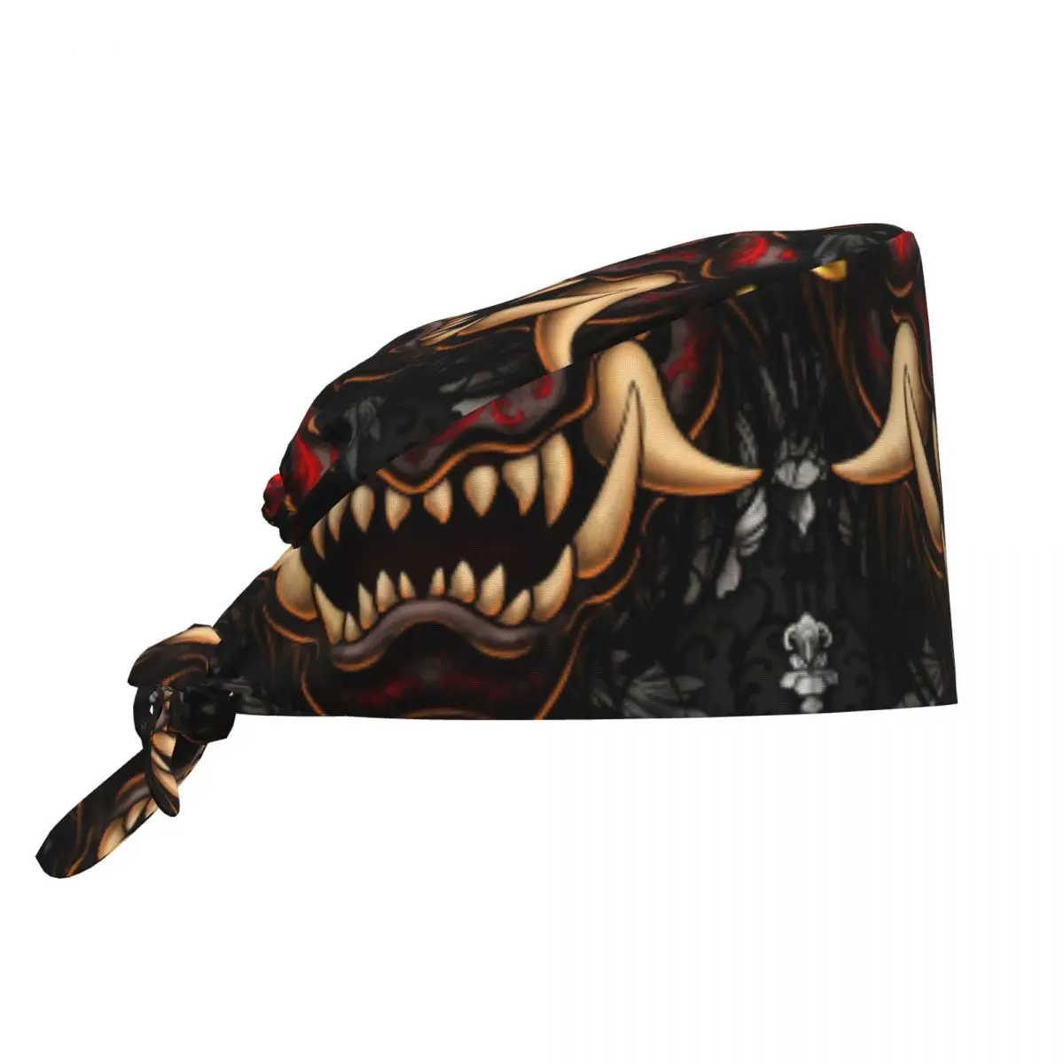 Tattoo Style Oni Japanese Samurai Scrubs Cap Surgical Hats Women Men Demon Hannya Operating Room Cap Nursing Cap Lab Works Hat