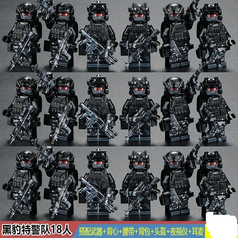 Militärfiguren der Spezialeinheiten, Ghost-Swat-Soldaten, die Bausteine zusammenbauen, explosionsgeschützte Polizei-Bausteine, Ghost-Swat – Detail 3