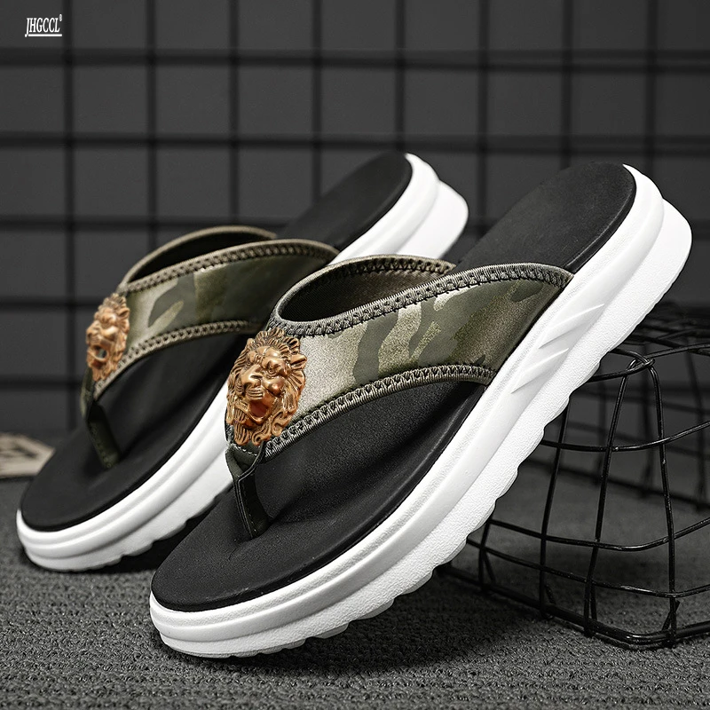 

Brand flip-flops Men's summer vintage flip-flops Soft platform beach men's shoes non-slip slip-on sandals T17