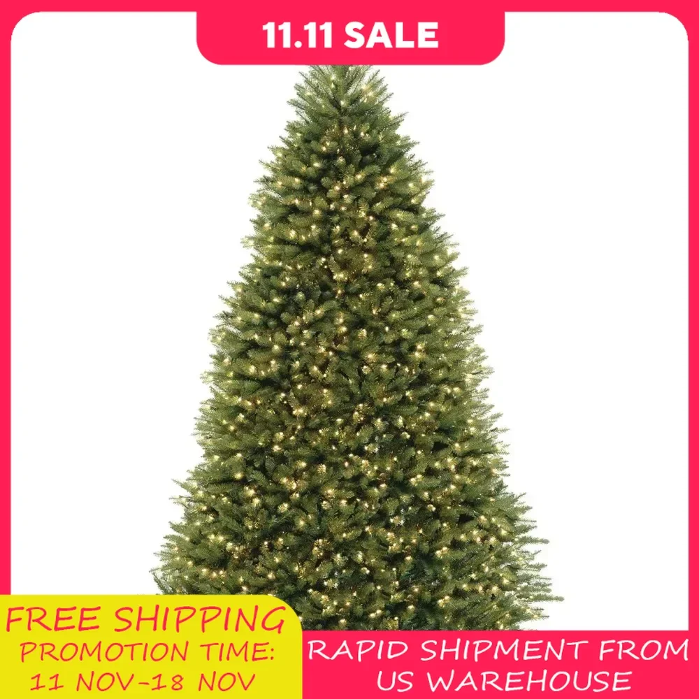 Christmas Tree Pre-Lit Artificial Full  Green, Dunhill Fir, Dual Color LED Lights, Includes Stand, 10 Ft Christmas Trees