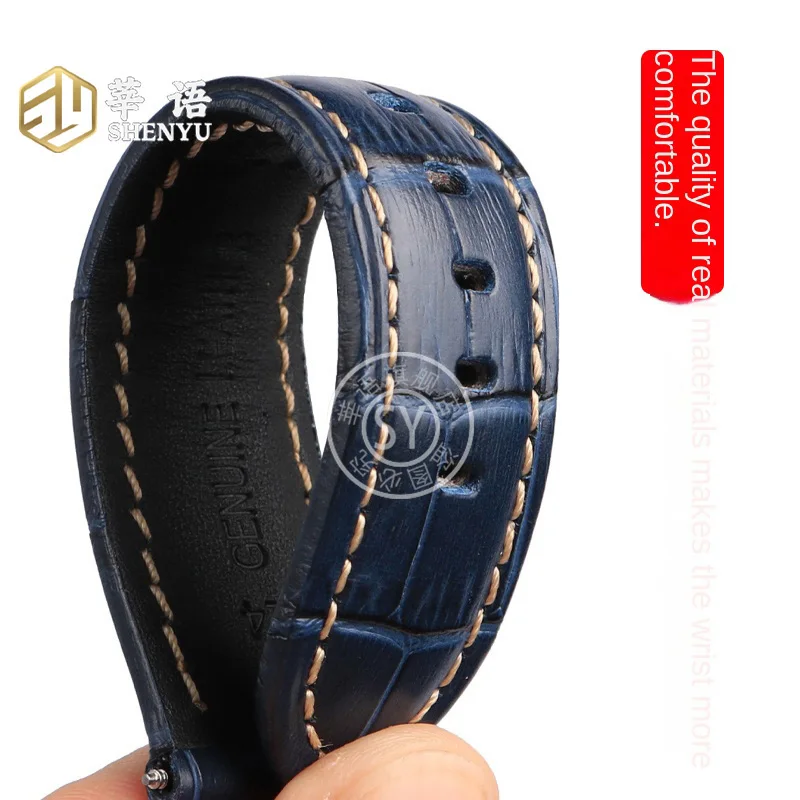 حزام ساعة Shenyu-Cowhide للرجال والنساء ، 22 ، 24 ، 26 ، Panerai ، PAM688 ، PAM1312 ، PAM441 ، سوار أزرق ، بني ، أسود ، ذكر ، أنثى