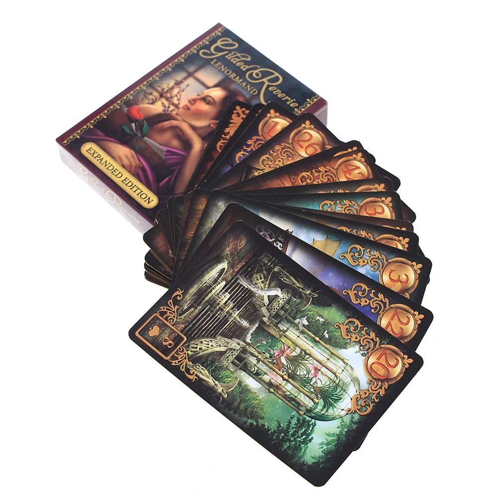 Reverie Lenormand Tarot Deck 47 การ์ด Fate Divination Tarot Card Board เกมออนไลน์คู่มือสําหรับผู้ใหญ่เด็กเกม