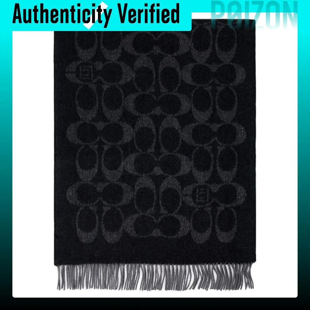 COACH Cashmere Sheep Wool Knit Scarves Unisex Black CDM20-BLK