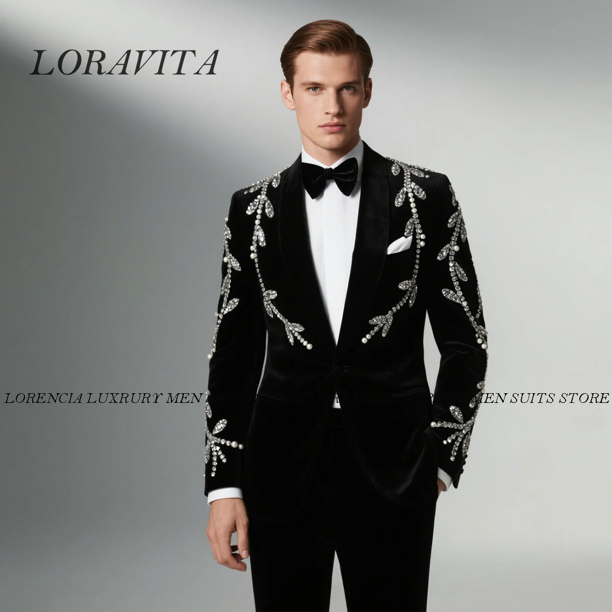 

Customized Luxury Diamond Ornament Men Suit 2 Pieces Sets Groom Male Blazers Wedding Tuxedos High End Slim Fit Ropa hombre