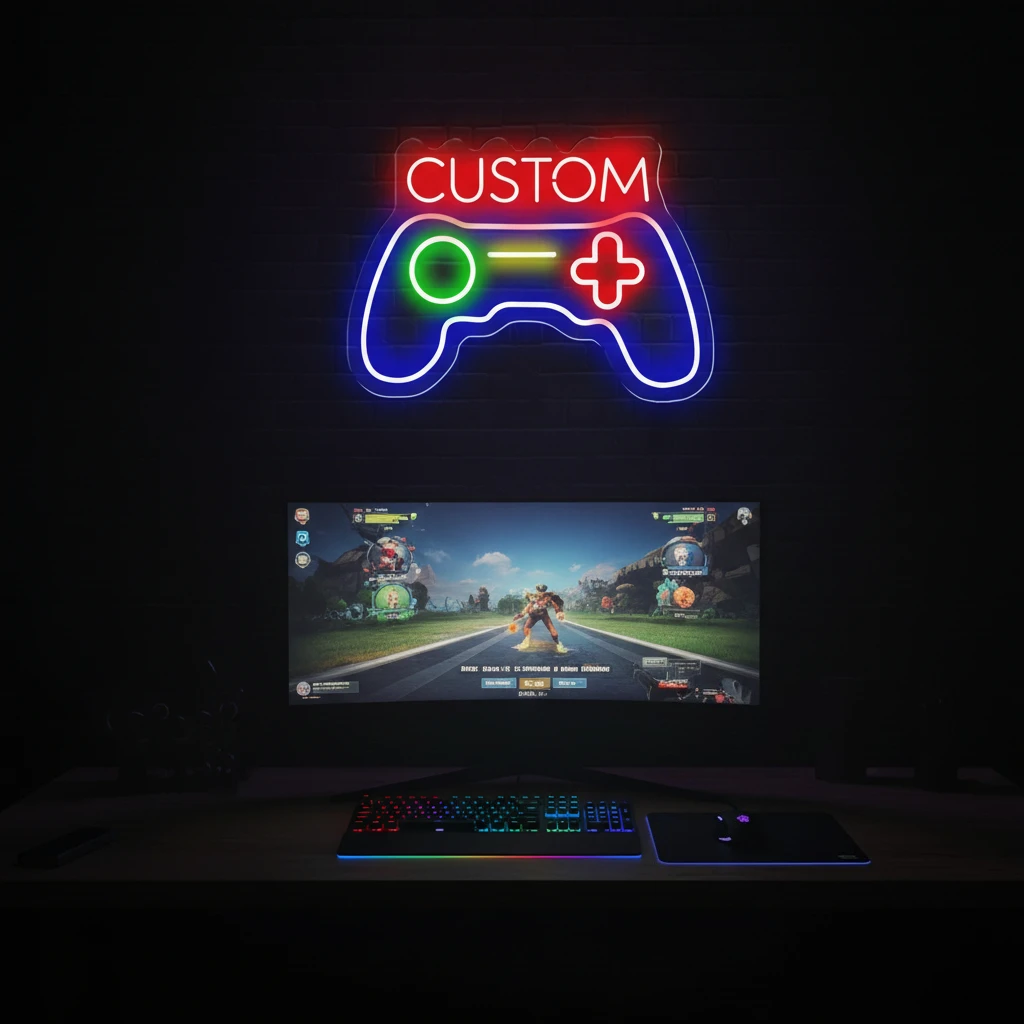 カスタムゲームコントローラーネオンサイン、名前入り、USB電 - Smart Home Poster のレビューと価格
