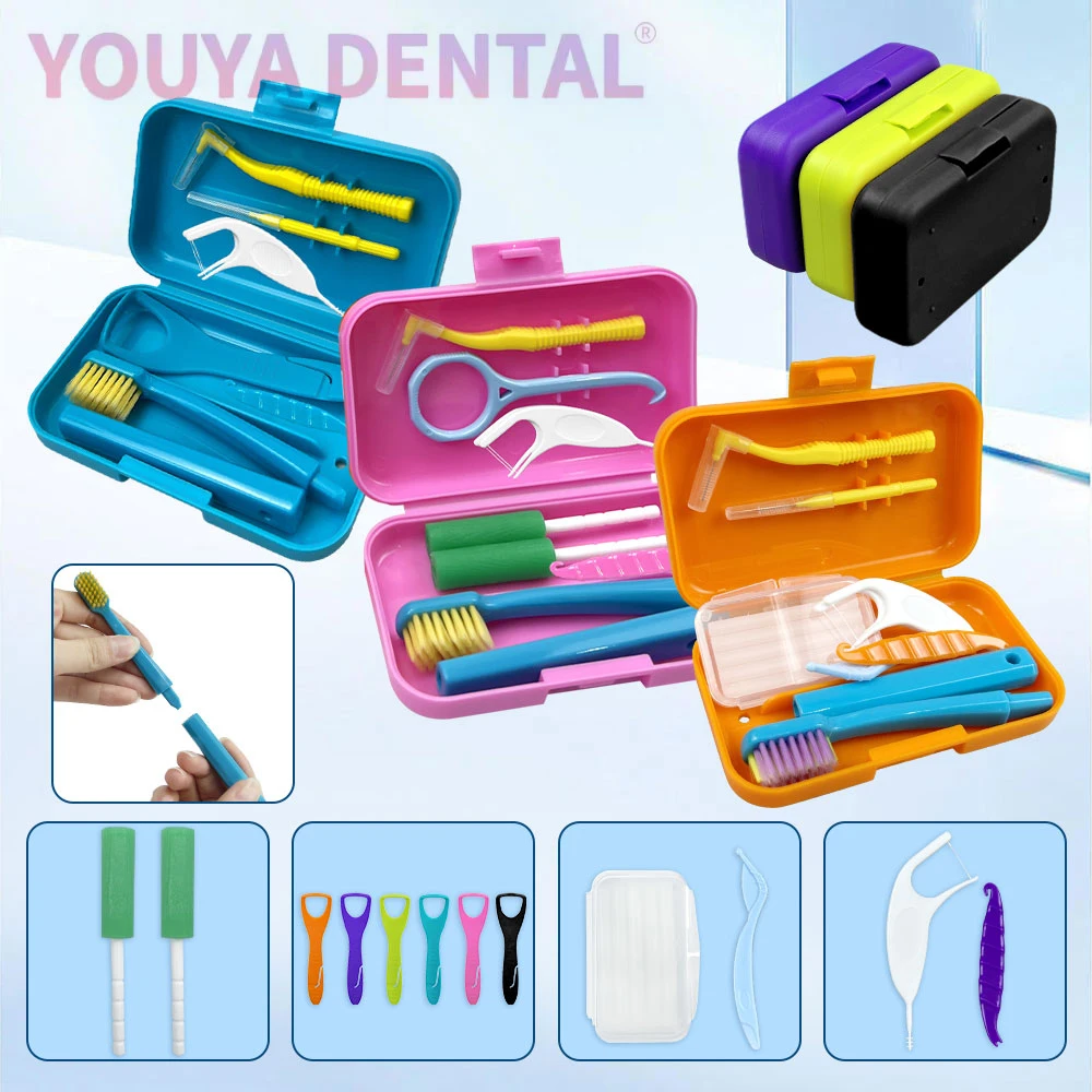 

Orthodontic Oral Hygiene Kit Folding With Toothbrush Ortho Wax Interdental Floss Tongue Brush Braces Remover Portable Travel Kit