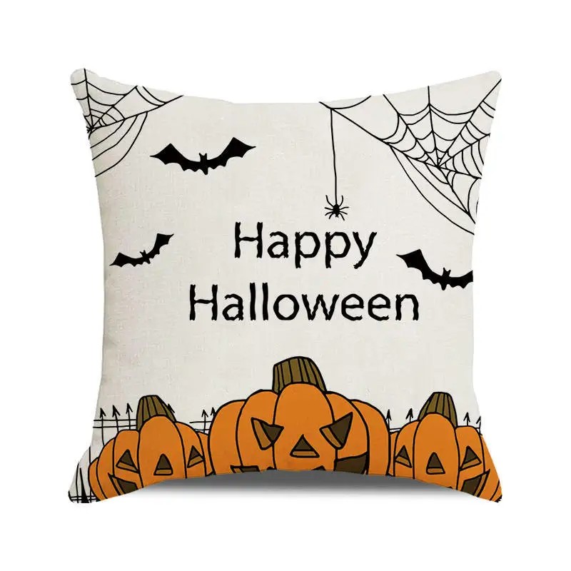 Halloween Bat Crow Pumpkin Print Cushion Cover Home Living Room Sofa Decoration Throw Pillow 