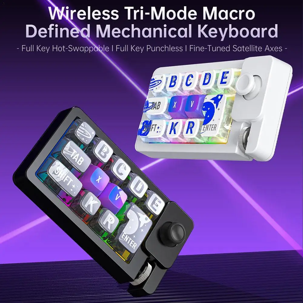 

Перезаряжаемая механическая игровая клавиатура RGB, Bluetooth/проводная/USB-C, трехрежимная, с джойстиком, возможностью горячей замены и программируемостью макросов