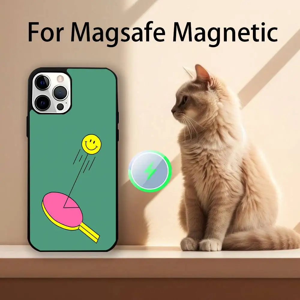 مضارب تنس الطاولة حافظة هاتف لهاتف آيفون 17,16,15,14,13,12,11,Pro,Max,Plus,Mini,SE4,E شحن لاسلكي Magsafe مغناطيسي