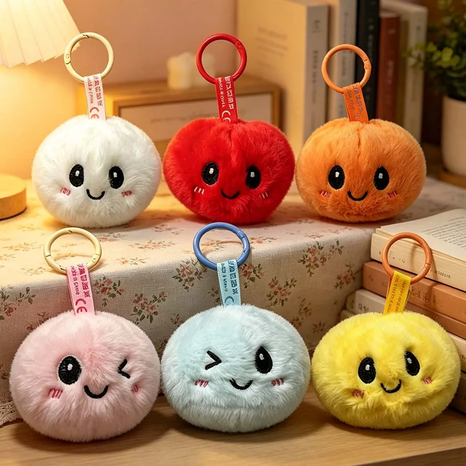 

New In Stock Kawaii Steamed Bun Plush Keychain Stress Relief Squishy Fluffy Pendant Cute Bag Charm for Kids Girls