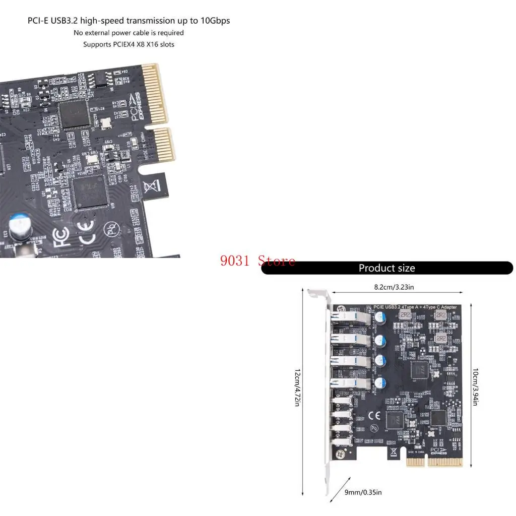 

PCIe to 4 Port USB 3.2 and 4 Port TypeC Expansion Card ASM3142+VL822+VL822 Chips