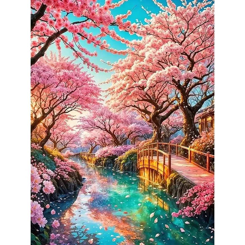 

Наборы для алмазной вышивки для взрослых, Наборы для алмазной живописи с изображением сакуры, 5D DIY набор для создания картин из круглых страз с алмазами