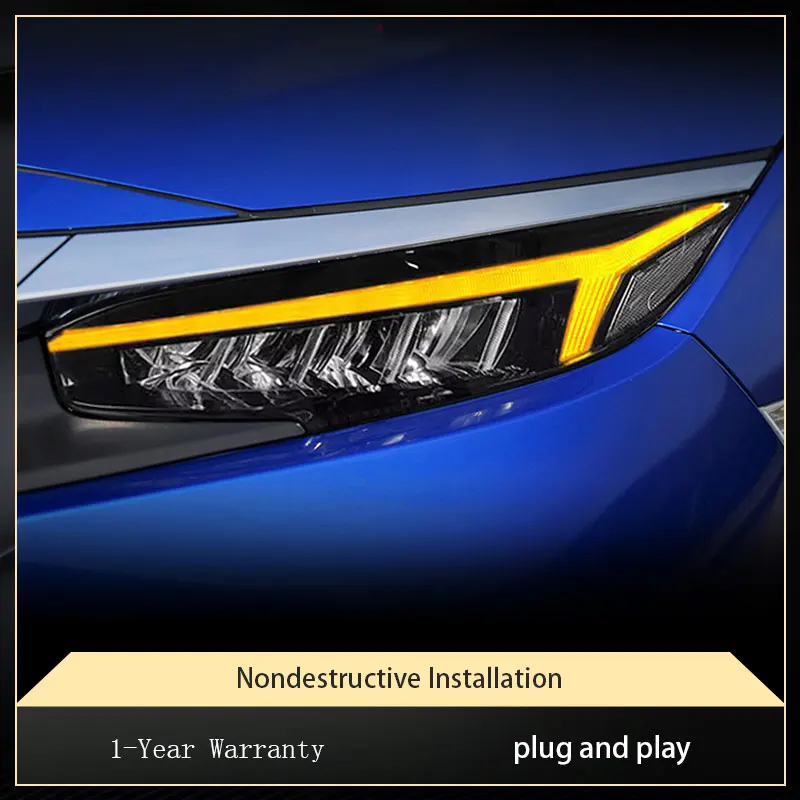 Car Lights For Honda Civic G10 2016-2020 Headlight Upgrade LED Assembly Dragon Wing Seven Colors DRL Lens Accessories