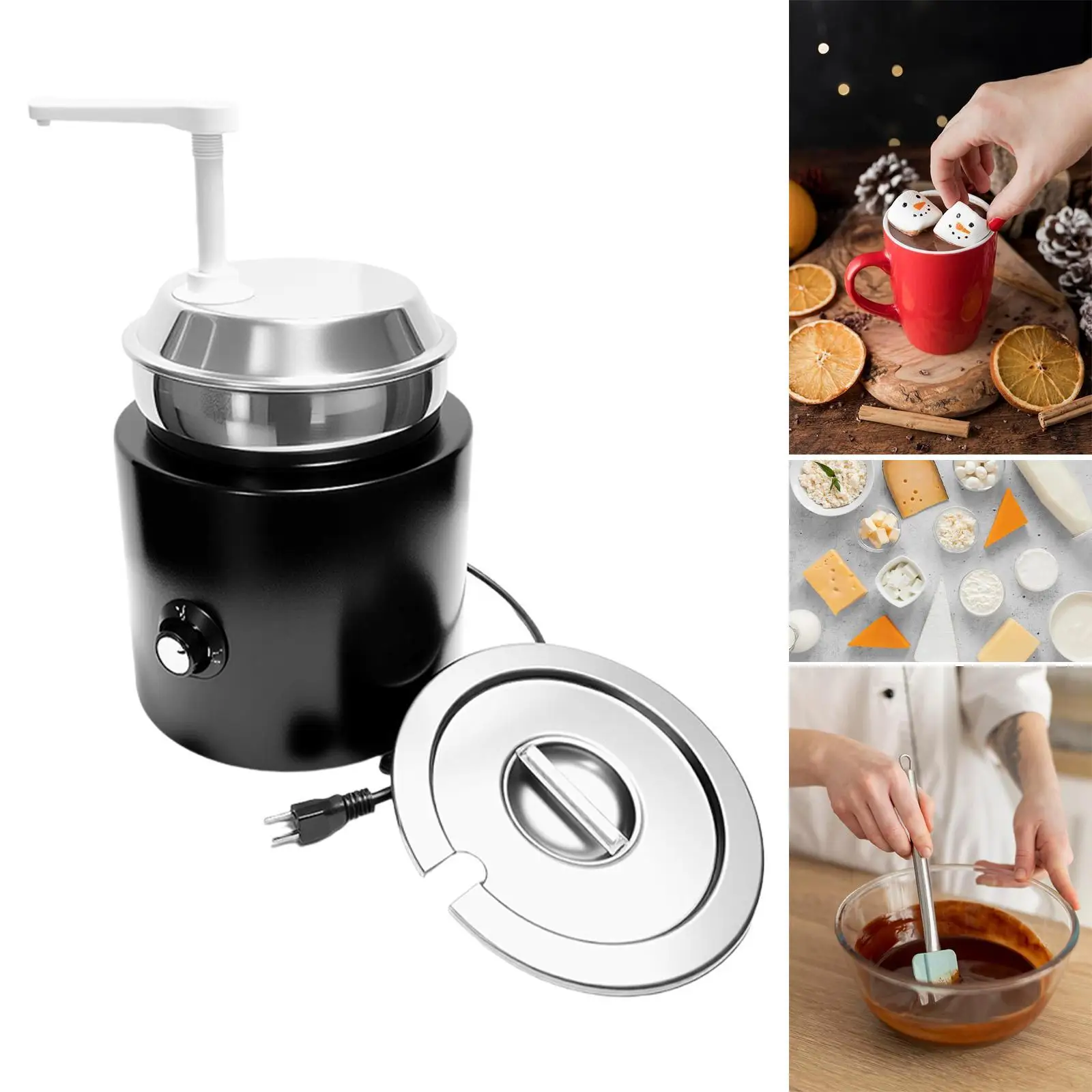 Aquecedor de queijo 4.0t, fácil de limpar, aço inoxidável, conveniente com bomba pp, aquecedor quente para molhos, restaurantes, buffets