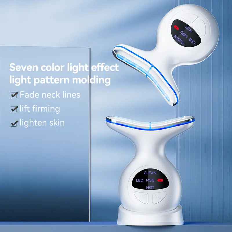 2024 New Electric 7 Colors LED Face Neck Lifting Skin Care Massager Beauty Tool