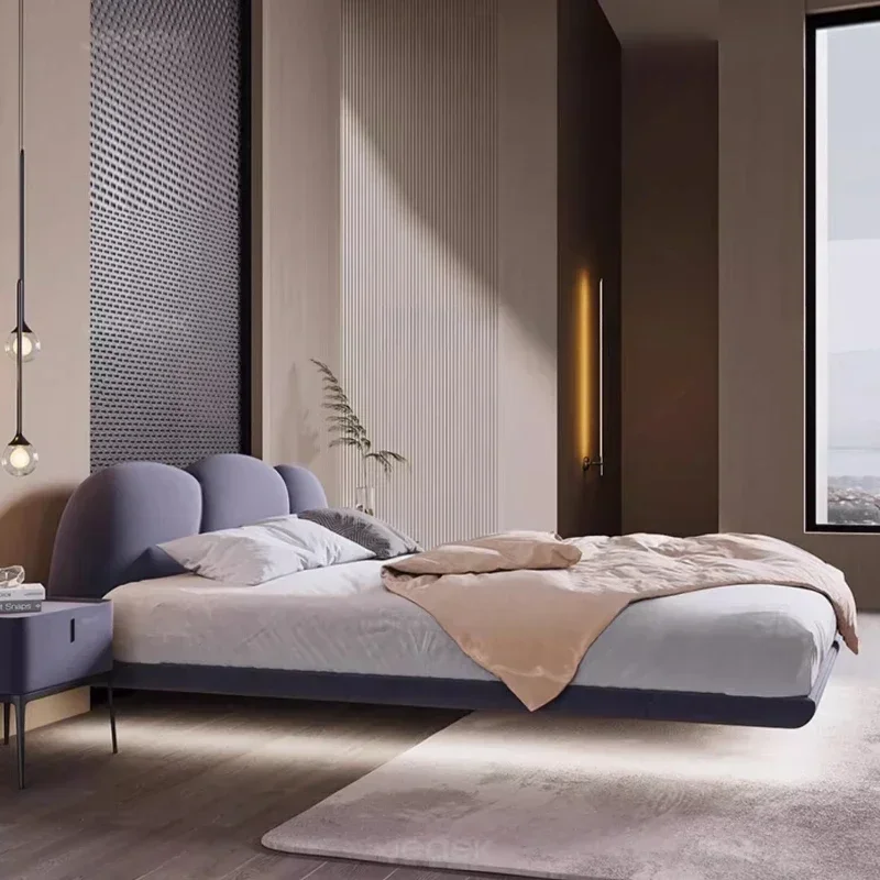 

A Luxury Bed 200×180cm Loft Floating Modern King Double Bed Headboards Cabinets Adults Camas Bedroom Furniture